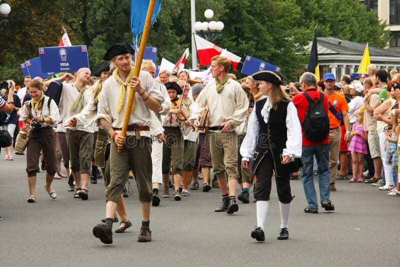 Parade Crew of the ship in Riga, July 27th, 2013 stock image