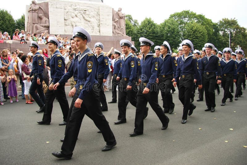 Parade Crew of the ship in Riga royalty free stock photos