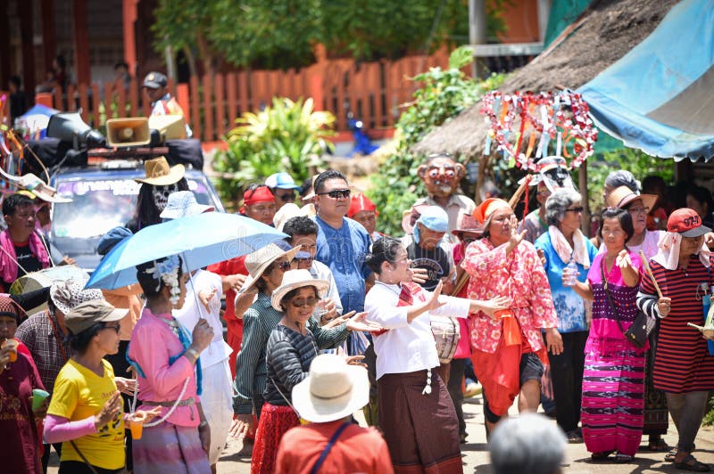 Parade of Rain Ceremony Festival Phi-Khon-Nam Dancing Editorial Photo ...