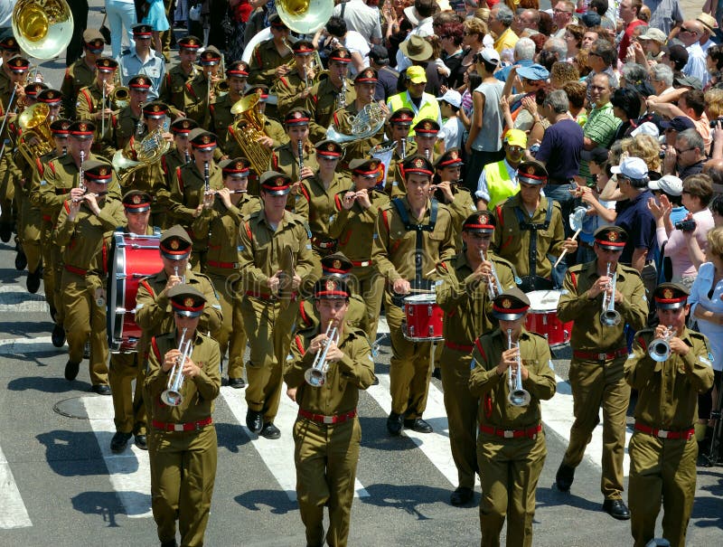 The parade of soldiery brass bands
