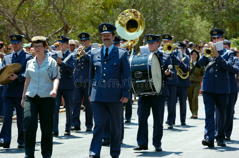 The parade of soldiery brass bands