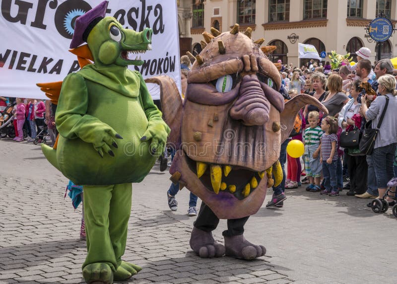 Parade of dragons in Krakow, Poland. On June 1, was held an annual parade of dragons and a contest for the most beautiful Dragon in disguise. Parade of dragons in Krakow, Poland. On June 1, was held an annual parade of dragons and a contest for the most beautiful Dragon in disguise.