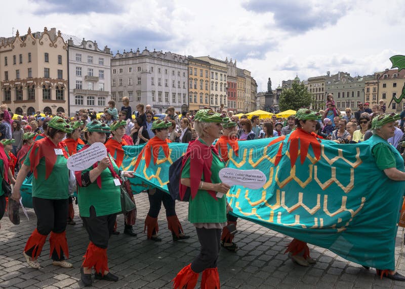 Parade of dragons in Krakow, Poland. On June 1, was held an annual parade of dragons and a contest for the most beautiful Dragon in disguise. Parade of dragons in Krakow, Poland. On June 1, was held an annual parade of dragons and a contest for the most beautiful Dragon in disguise.