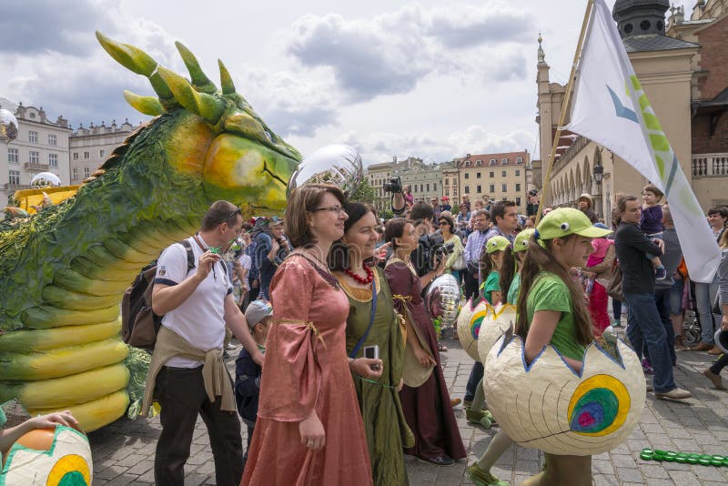 Parade of dragons in Krakow, Poland. On June 1, was held an annual parade of dragons and a contest for the most beautiful Dragon in disguise. Parade of dragons in Krakow, Poland. On June 1, was held an annual parade of dragons and a contest for the most beautiful Dragon in disguise.