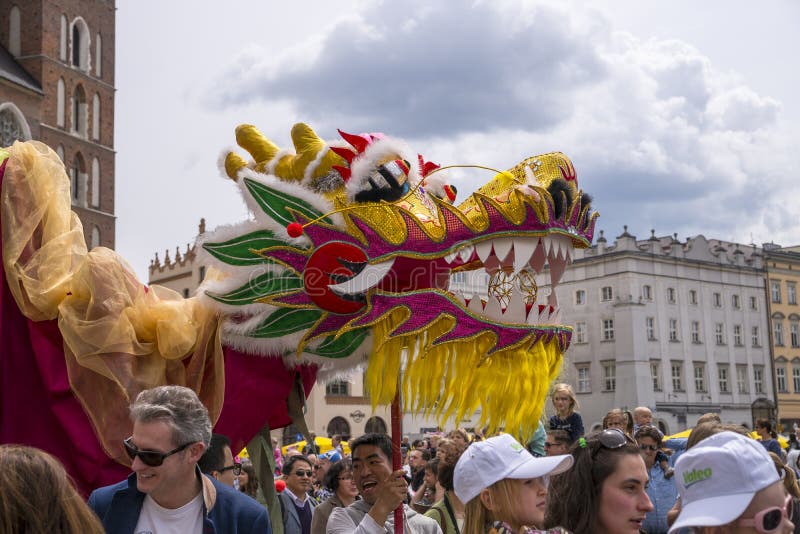 Parade of dragons in Krakow, Poland.nOn June 1, was held an annual parade of dragons and a contest for the most beautiful Dragon in disguise.n. Parade of dragons in Krakow, Poland.nOn June 1, was held an annual parade of dragons and a contest for the most beautiful Dragon in disguise.n