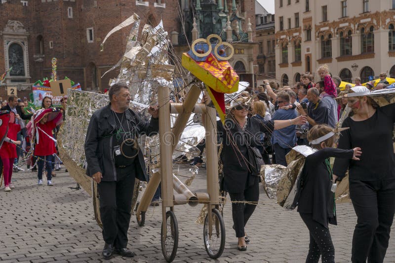 Parade of dragons in Krakow, Poland. On June 1, was held an annual parade of dragons and a contest for the most beautiful Dragon in disguise. Parade of dragons in Krakow, Poland. On June 1, was held an annual parade of dragons and a contest for the most beautiful Dragon in disguise.