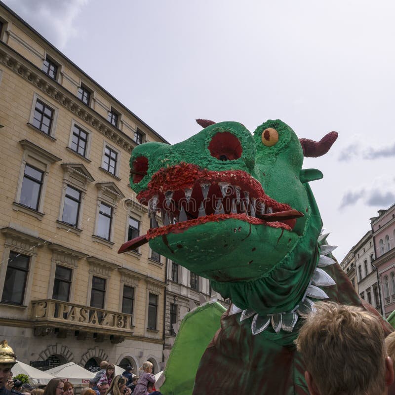 Parade of dragons in Krakow, Poland. On June 1, was held an annual parade of dragons and a contest for the most beautiful Dragon in disguise. Parade of dragons in Krakow, Poland. On June 1, was held an annual parade of dragons and a contest for the most beautiful Dragon in disguise.