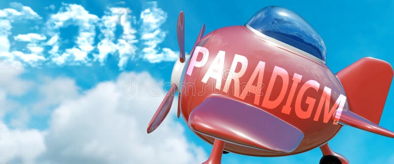 Paradigma ajută la atingerea unui obiectiv reprezentat ca paradigmă de cuvinte în nori pentru a simboliza că paradigma poate contr vector illustration