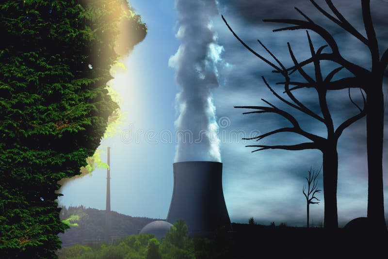 Paradise contra cambio de la apocalipsis, del ambiente y concepto ambiental del calentamiento del planeta como corte de la escena foto de archivo libre de regalías Paradise contra cambio de la apocalipsis, del ambiente y concepto ambiental del calentamiento del planeta como corte de la escena foto de archivo libre de regalías