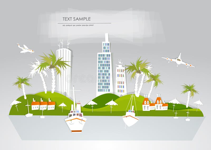 Paradise island, holiday hotel travel background, set. Paradise island, holiday hotel travel background, set