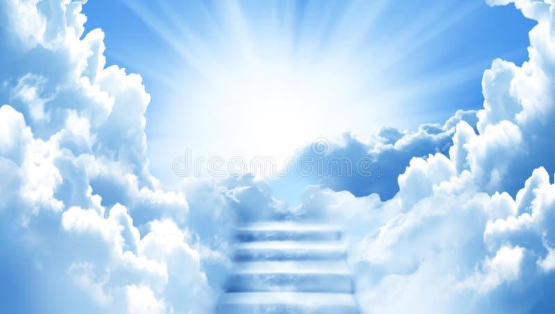 Stairway to heaven, blue, clouds, sky, HD phone wallpaper