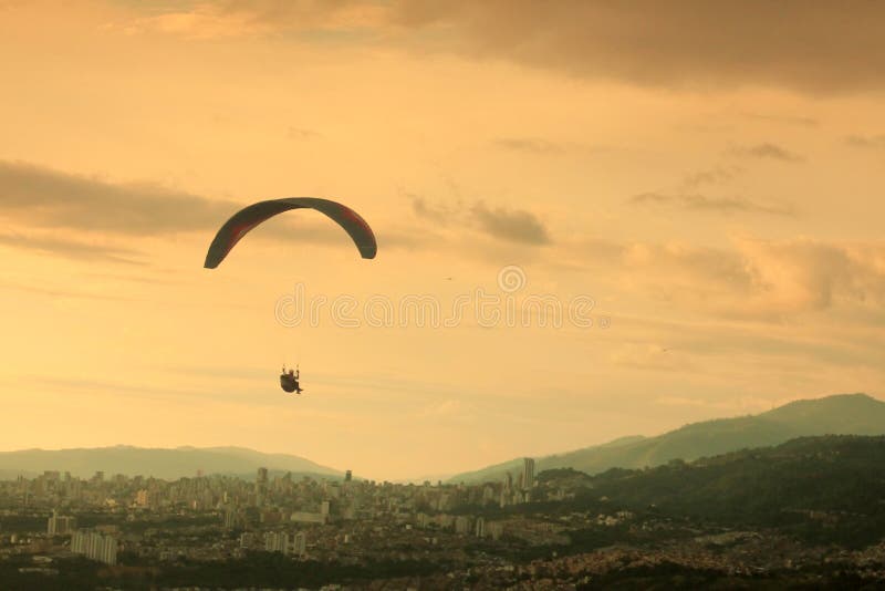 Paraglading and beatiful sunset in Colombia royalty free stock photos Paraglading and beatiful sunset in Colombia royalty free stock photos