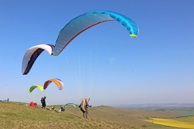 Paraglider Flying at Milk Hill, Wiltshire Editorial Photography Image