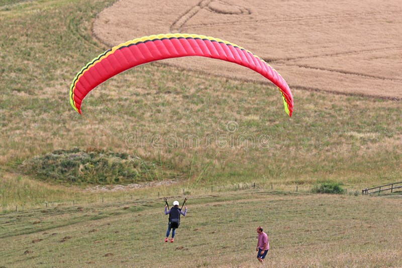 Paraglider Flying at Milk Hill, Wiltshire Stock Photo Image of