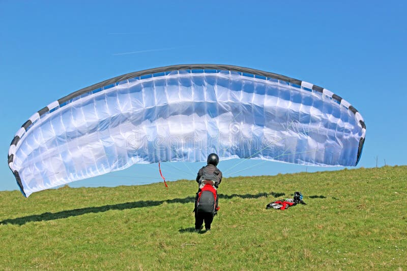 Paraglider Launching at Milk Hill, Wiltshire Editorial Stock Photo