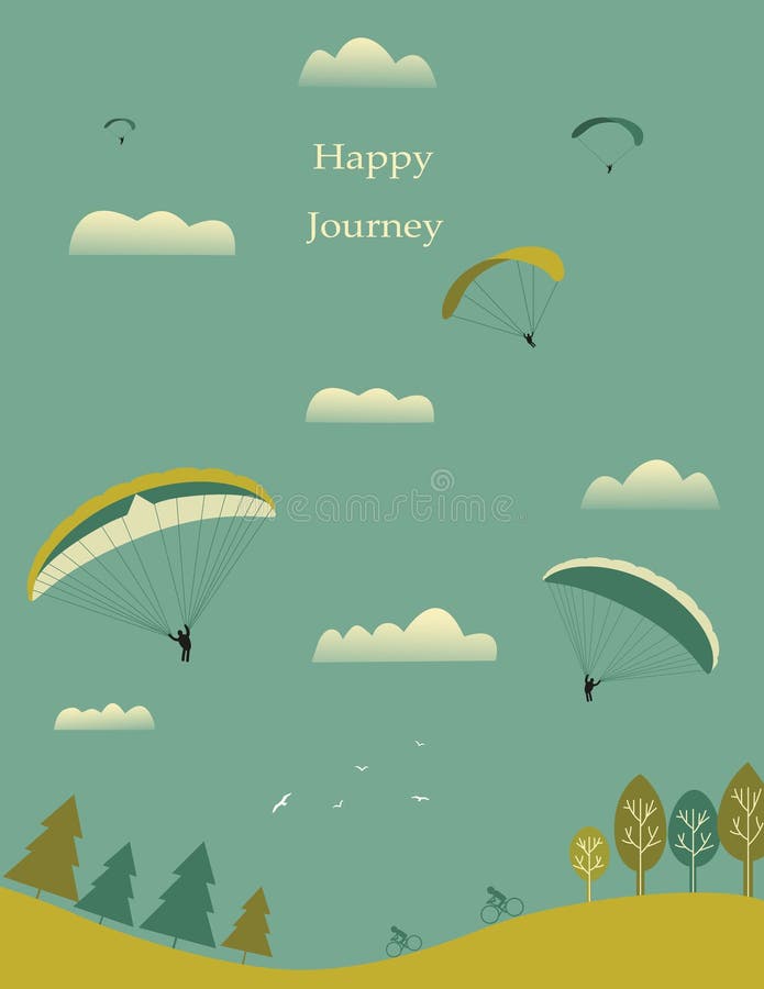 Paragliders no céu ilustração stock Paragliders no céu ilustração stock