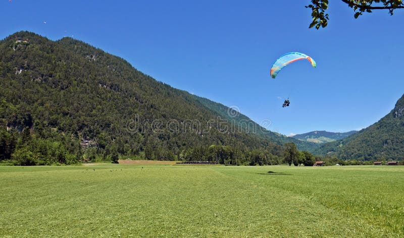Paragliding in Bernese Alps stock photos Paragliding in Bernese Alps stock photos