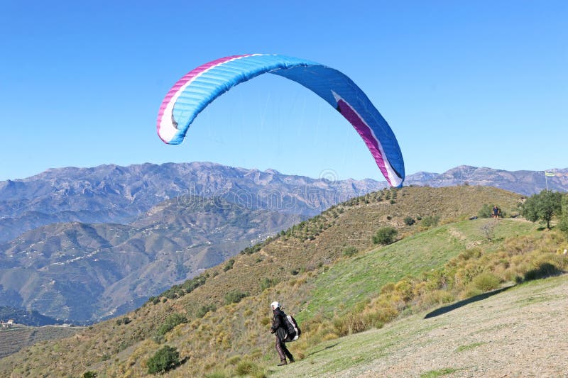 Paragliding from Itrabo in Andalucia, Spain Editorial Stock Image
