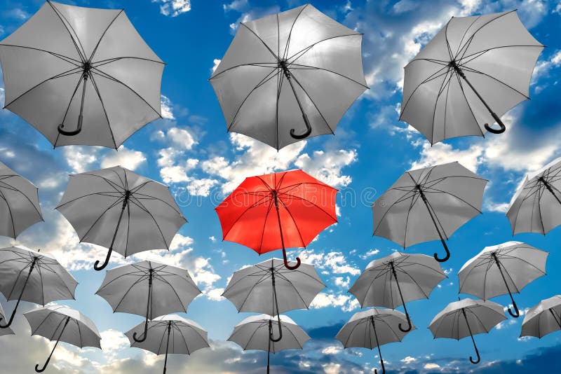 Paraguas que se coloca hacia fuera de la depresión única de la salud mental del concepto de la muchedumbre