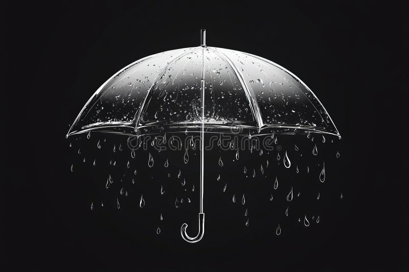 Paraguas transparentes con gotas de lluvia salpicando en el fondo abrazando la estética del clima lluvioso libre illustration