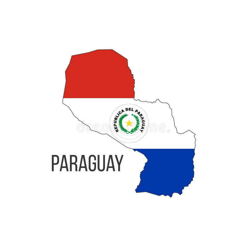 Paraguay Flag Map. the Flag of the Country in the Form of Borders. Stock Vector Illustration