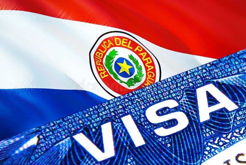 Paraguay visa document close up. Passport visa on Paraguay flag. Paraguay visitor visa in passport,3D rendering. Paraguay multi vector illustration