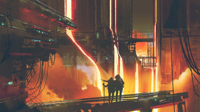 Paranseende i den futuristiska gjuterit stock illustrationer Paranseende i den futuristiska gjuterit stock illustrationer
