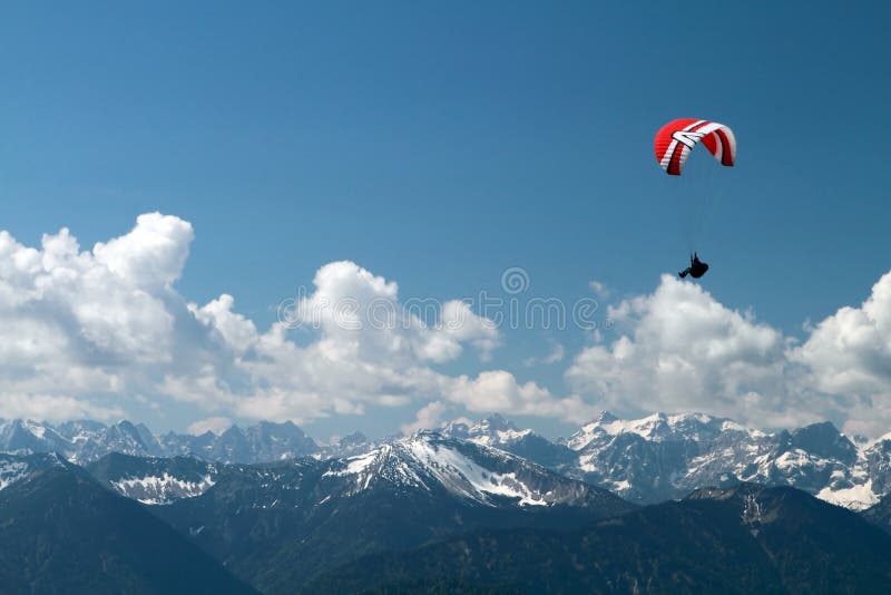 Paragliding over mountains in Germany, Brauneck. Paragliding over mountains in Germany, Brauneck