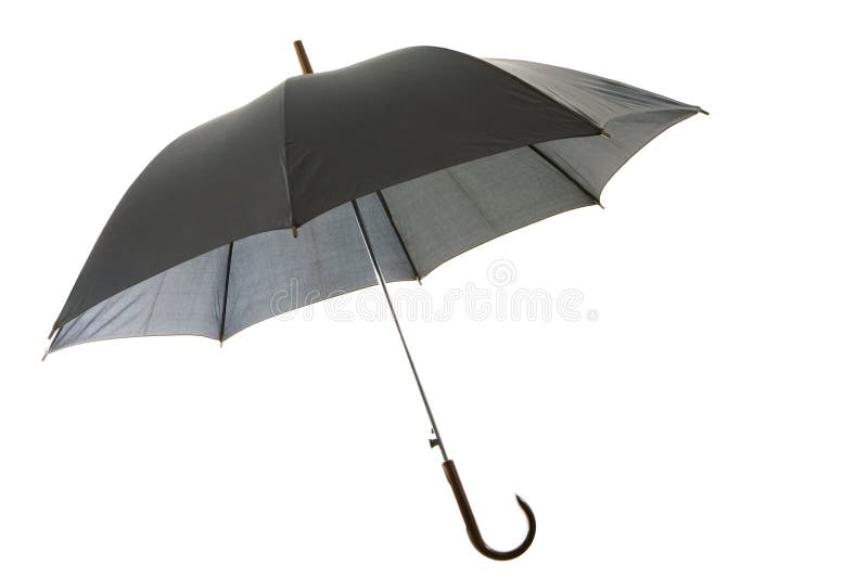 Image of classic elegant black umbrella over white background. Image of classic elegant black umbrella over white background