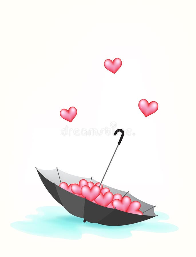 Paraplu en Dalende Liefde met Watervulklei royalty-vrije illustratie Paraplu en Dalende Liefde met Watervulklei royalty-vrije illustratie
