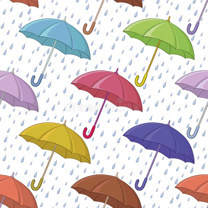 Eigenlijk verwerken keuken Paraplu En Regen, Naadloze Achtergrond Vector Illustratie - Illustration of  regen, orkaan: 26489951
