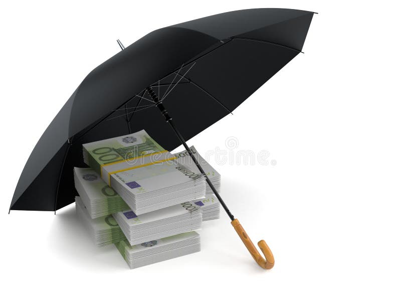 Parapluie avec la pile d'euro illustration de vecteur Parapluie avec la pile d'euro illustration de vecteur