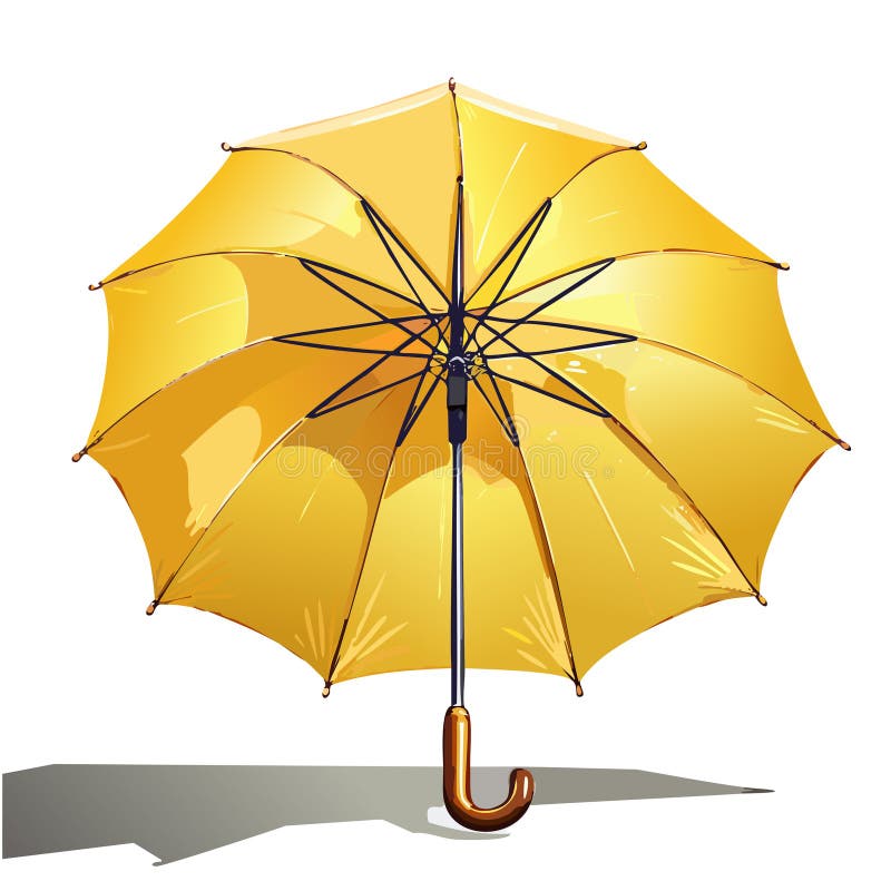 Parapluie jaune vif debout sur un fond blanc entouré d'une lumière douce illustration stock