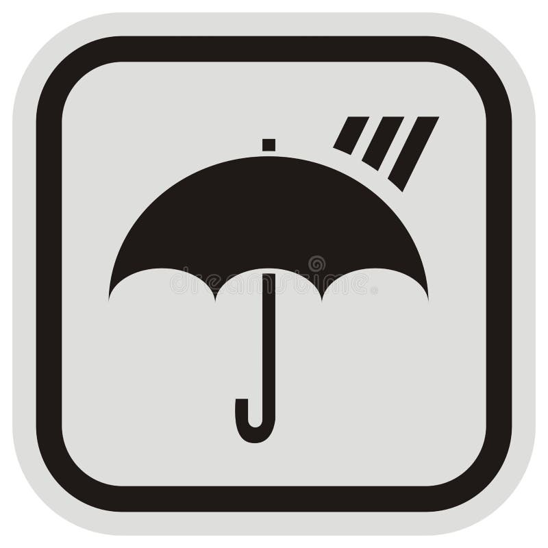 Paraply och regn, vektorsymbol på den gråa och svarta ramen vektor illustrationer Paraply och regn, vektorsymbol på den gråa och svarta ramen vektor illustrationer