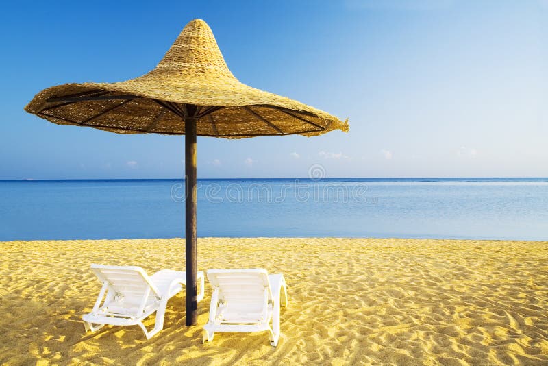 Parasols on a Beach in the Morning Stock Image Image of islands