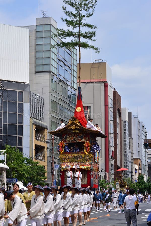 Parata del festival di Gion, Kyoto Giappone di estate fotografie stock Parata del festival di Gion, Kyoto Giappone di estate fotografie stock
