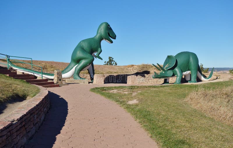 Parc de dinozauri în orașul rapid Dakota de Sud stock photos