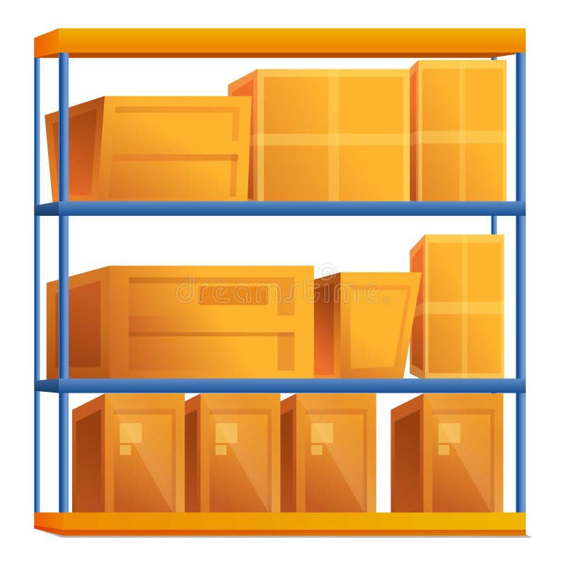 Parcel Box Rack Icon, Cartoon Style Stock Vector Illustration of