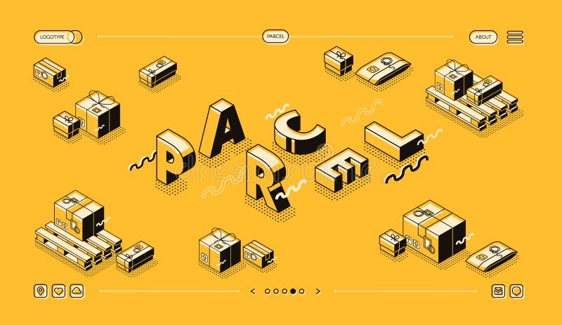 Parcel delivery line word vector halftone design