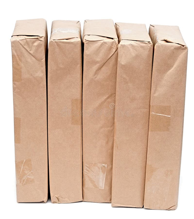 Parcel Wrapped with Brown Paper Stock Image Image of isolated, pair