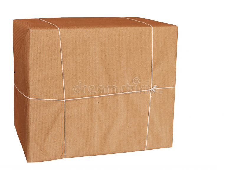 Parcel Wrapped in Brown Paper and String, Isolated Stock Image Image
