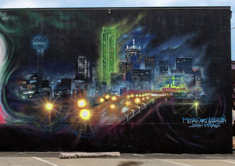 Bispo Mural Arts District Do Abacaxi, Dallas, Texas Foto Editorial