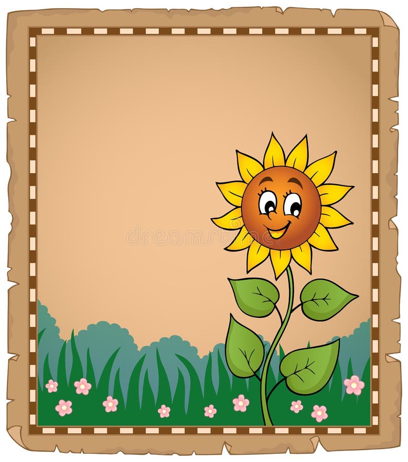 Parchment with happy sunflower