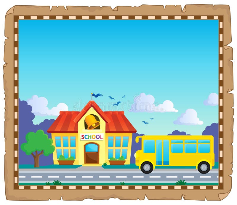 Parchment with School Bus 2 Stock Vector Illustration of parchment