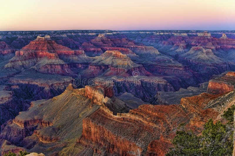 Parco nazionale di Grand Canyon, Arizona dopo il tramonto fotografia stock Parco nazionale di Grand Canyon, Arizona dopo il tramonto fotografia stock