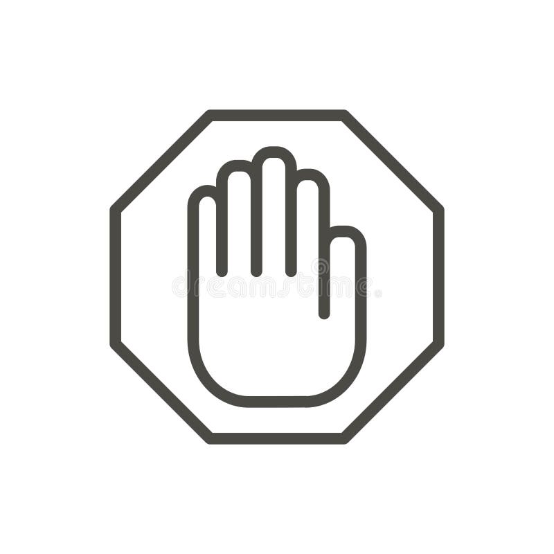 Pare o vetor do ícone da mão Linha símbolo de advertência isolado Plano na moda ilustração stock Pare o vetor do ícone da mão Linha símbolo de advertência isolado Plano na moda ilustração stock