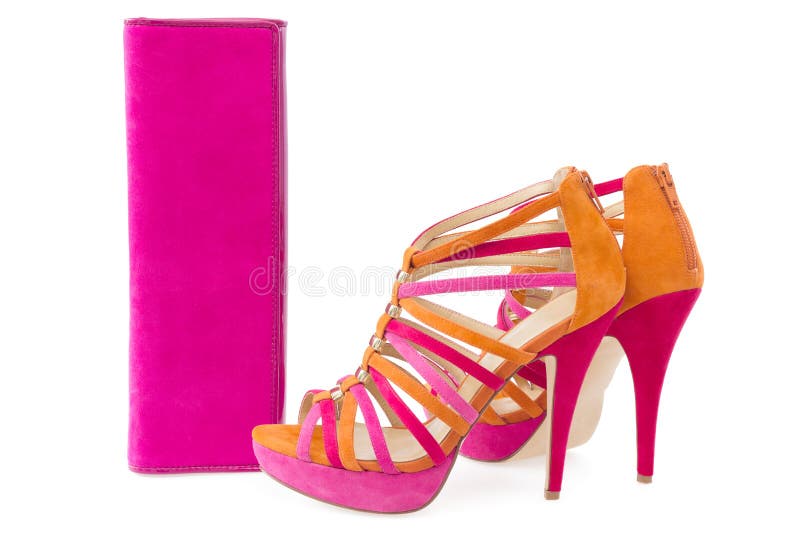 Pare of Pink Shiny Shoes and Matching Bag Stock Photo Image of pink