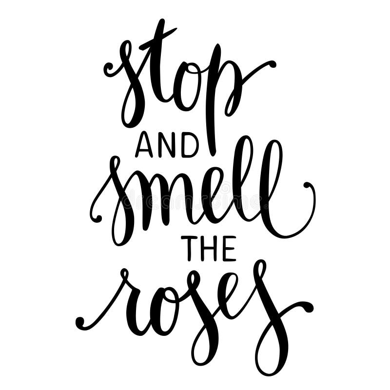 Pare y huela las rosas Cita inspirada stock de ilustración Pare y huela las rosas Cita inspirada stock de ilustración