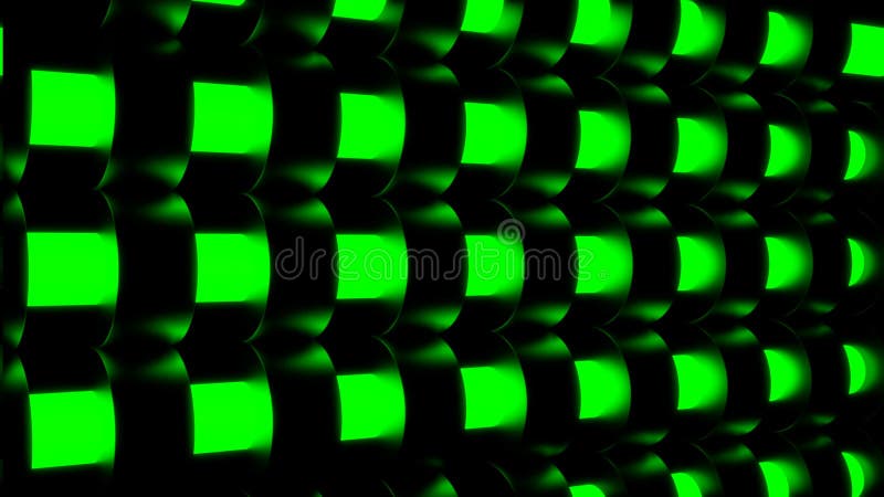 Pared abstracta con elementos móviles a lo largo de tubos iluminados. diseño. fondo industrial con una pared horizontal paralela ilustración del vector