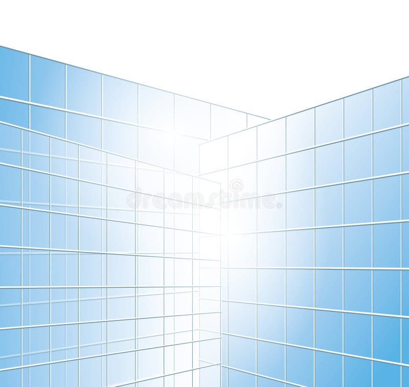 Pared de los edificios - ventanas azules stock de ilustración